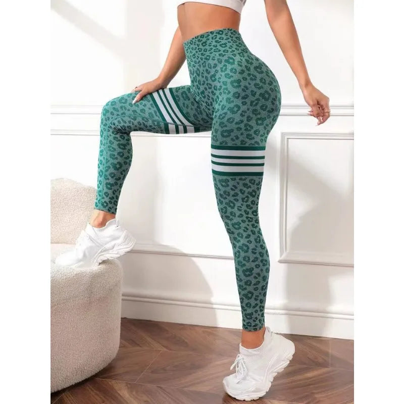 Mulheres camo leopardo leggings sem costura listras leggings cintura alta hip liftting moda calças de fitness ao ar livre ciclismo yoga collants