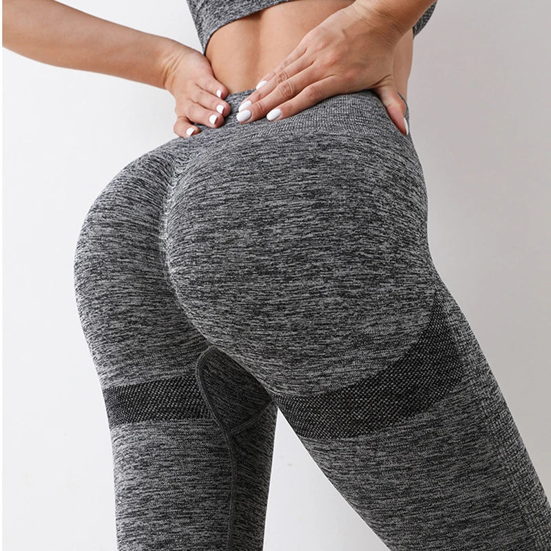 Mulheres de fitness esporte sem costura leggings secagem rápida push up calças finas femininas