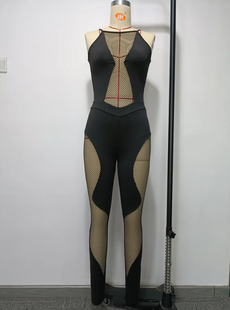Oshoplive 2024 novo feminino sexy sem costas moda split-joint malha respirável macacões verão sem mangas yoga gmy sportwears-Ultimas Unidades 🔥