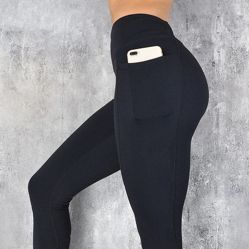 Leggings de ginástica com bolsos calças de ioga fitness